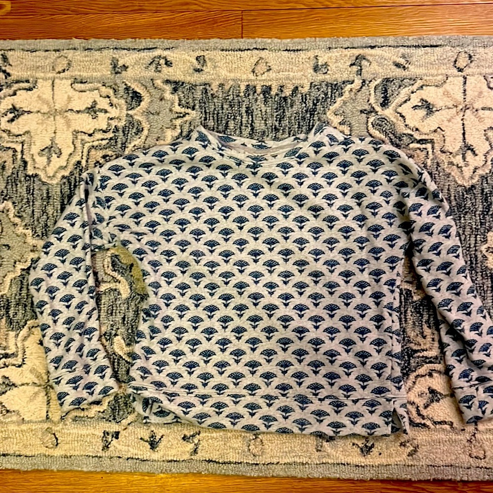 Roller rabbit - sweater /small /Heather grey/ navy floral print